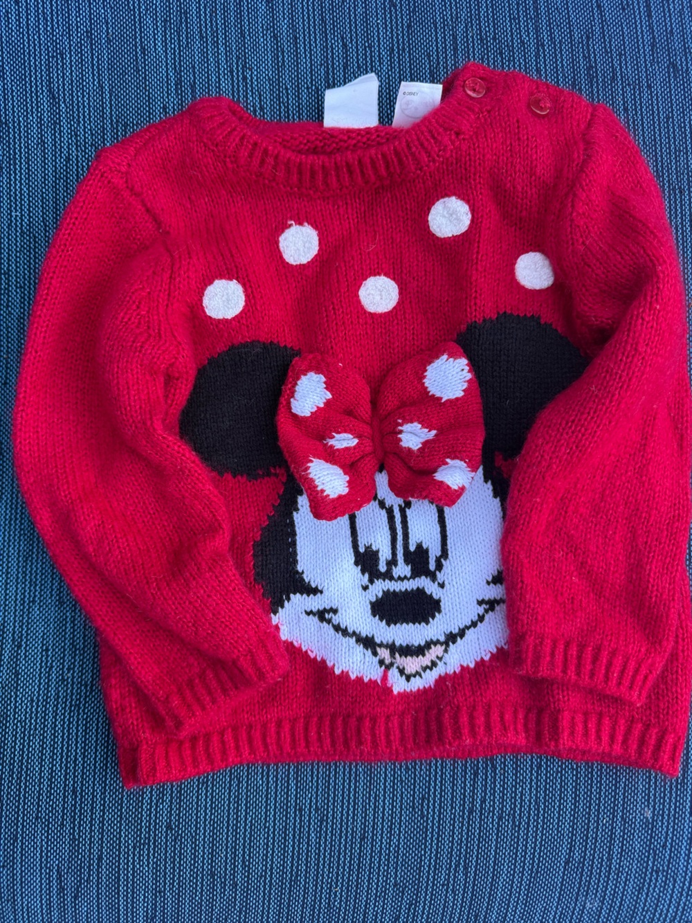 Disney Red Minnie Mouse Polka-Dot Bow Knit Sweater